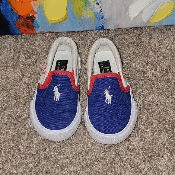 Polo Ralph Lauren Slip On Slater Canvas Toddler Shoes Size 4 - Picture 3 of 9